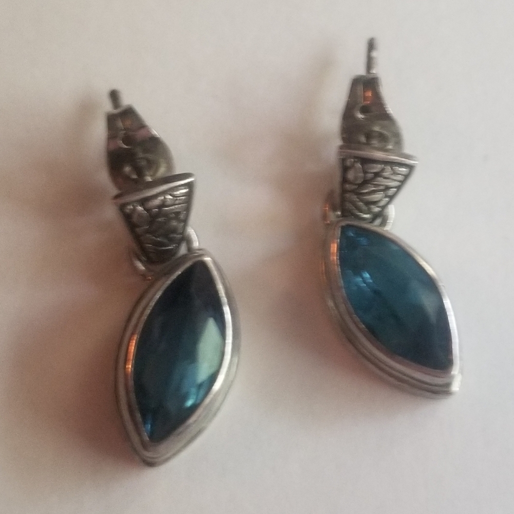 Sarda Vintage 925 Sterling Silver Blue Topaz Earrings